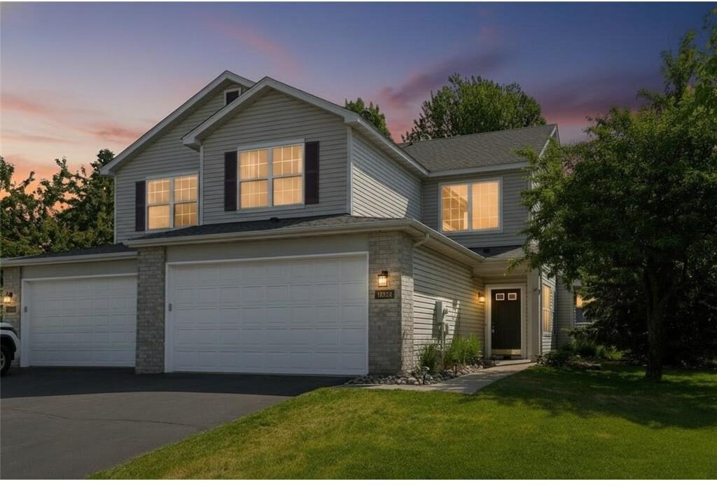 16366 Jamison Path, Lakeville MN, exterior at twilight