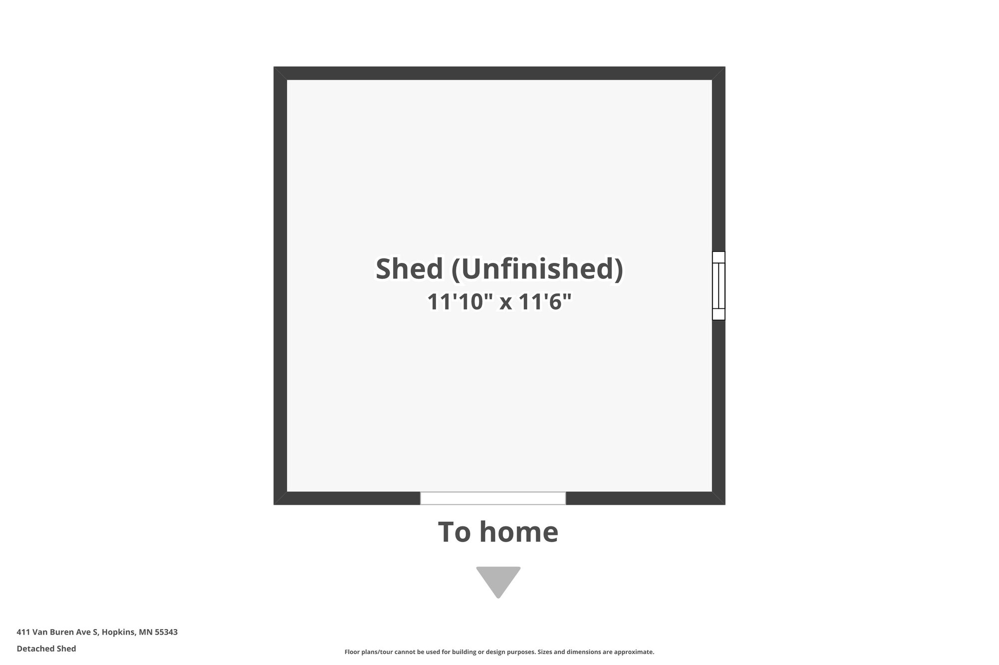 Detached shed plan, 411 Van Buren Avenue S